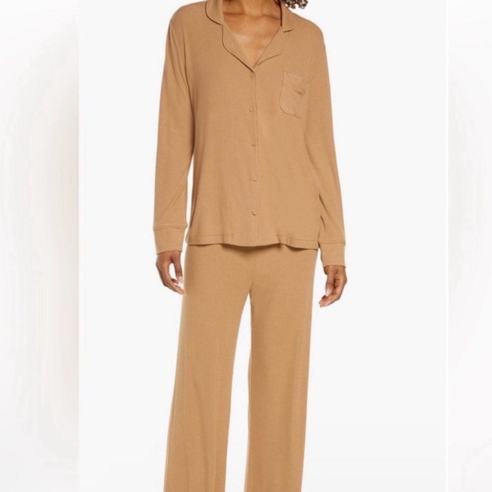 SKIMS Soft Lounge Rib Sleep Set in Camel Size Medium